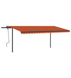 Auvent automatique rétractable poteaux 5x3,5 m Orange et marron