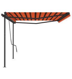 Auvent automatique rétractable poteaux 5x3,5 m Orange et marron