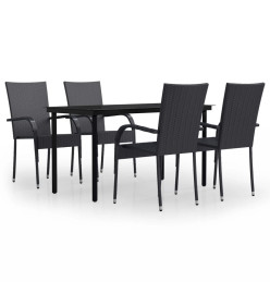 Ensemble de salle à manger d'extérieur 5 pcs Noir
