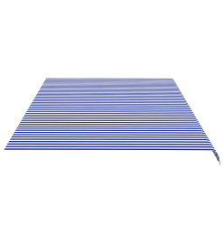 Tissu de remplacement pour auvent Bleu et blanc 6x3,5 m