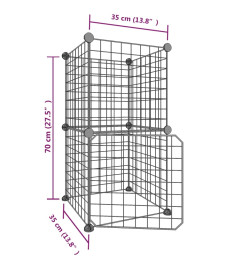 Cage animaux de compagnie à 8 panneaux et porte Noir 35x35 cm