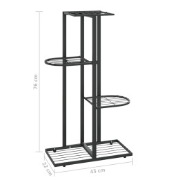 Support pour plantes 4 niveaux 43x22x76 cm Noir Métal