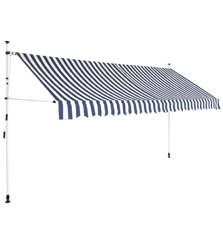 Auvent rétractable manuel 350 cm Rayures bleues et blanches