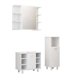 Ensemble de meubles de salle de bain 3 pcs Blanc Aggloméré