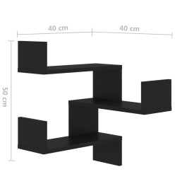 Étagère murale d'angle Noir 40x40x50 cm Aggloméré