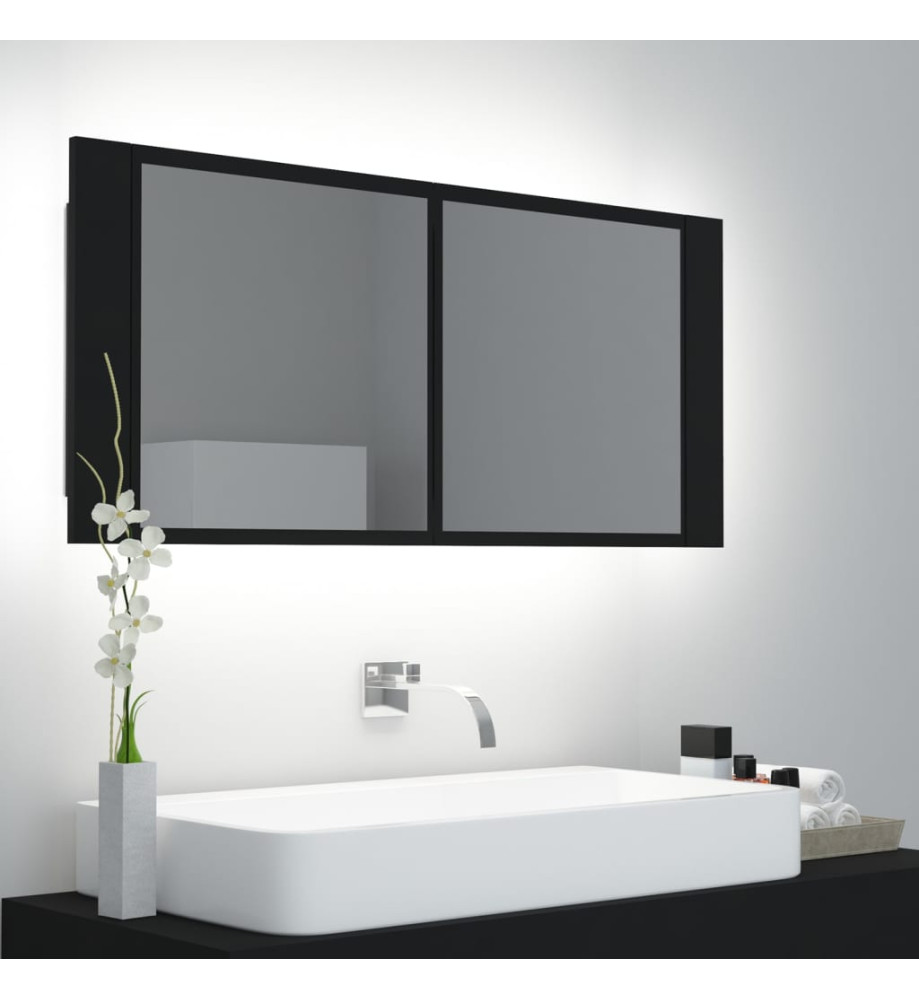 Armoire à miroir de salle de bain LED Noir 100x12x45 Acrylique