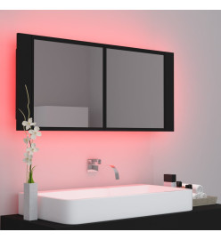 Armoire à miroir de salle de bain LED Noir 100x12x45 Acrylique