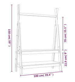 Porte-vêtements Marron miel 100x45,5x150 cm Bois de pin massif