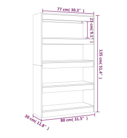 Bibliothèque/Séparateur de pièce Chêne fumé 80x30x135 cm