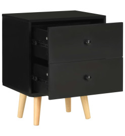 Tables de chevet 2 pcs Noir 40 x 30 x 50 cm Pin massif