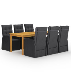 Ensemble de salle à manger de jardin 7 pcs Noir