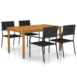 Ensemble de salle à manger de jardin 5 pcs Noir