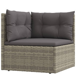 Salon de jardin 9 pcs avec coussins Gris Résine tressée