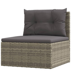 Salon de jardin 9 pcs avec coussins Gris Résine tressée