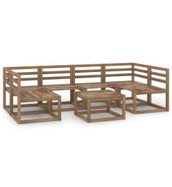 Salon de jardin 7 pcs Marron Bois de pin imprégné