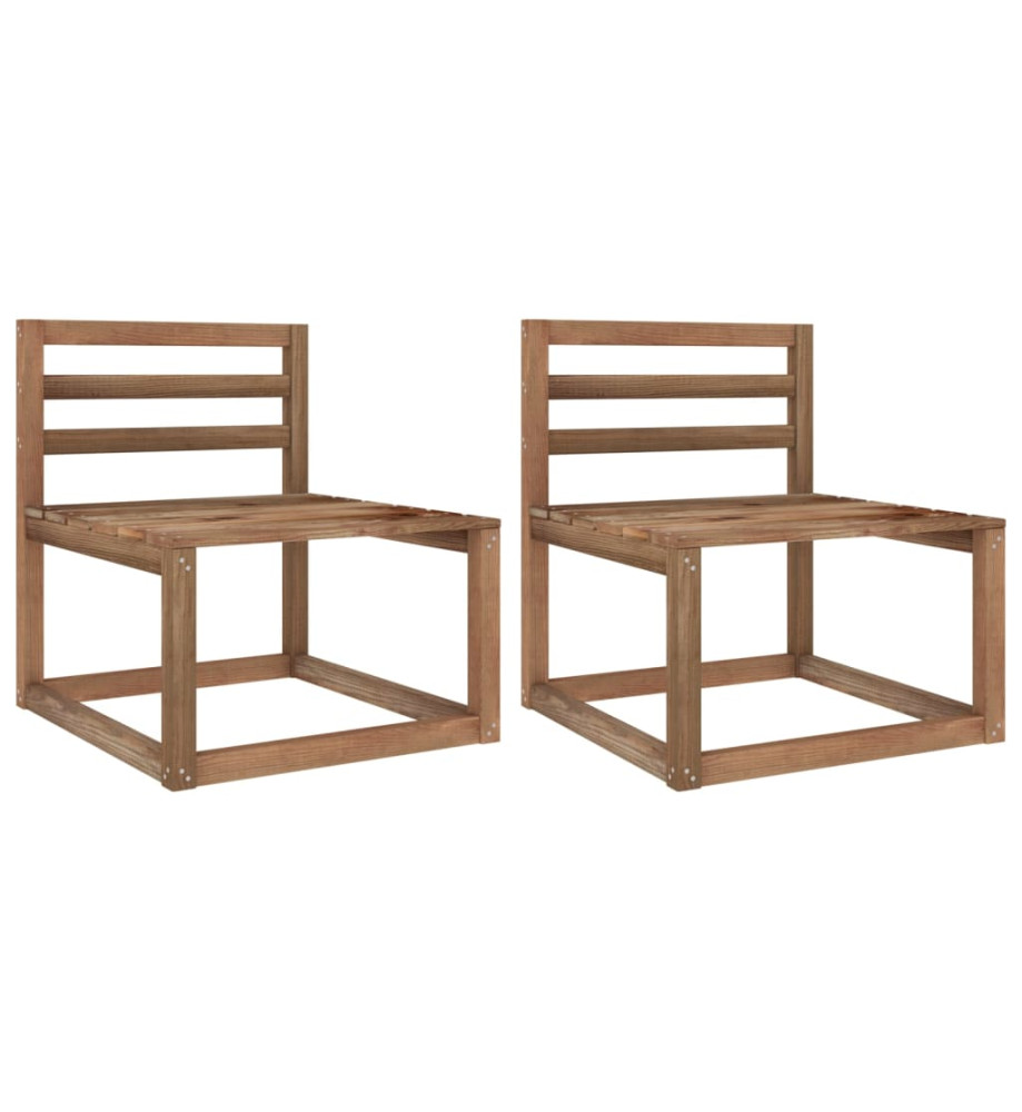 Canapés centraux palette de jardin 2 pcs Marron Pin imprégné Canapés centraux palette de jardin 2 pcs Marron Pin imprégné