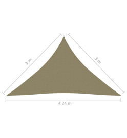 Voile de parasol Tissu Oxford triangulaire 3x3x4,24 m Beige