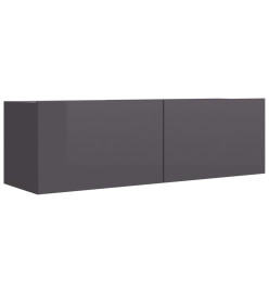 Ensemble de meuble TV 2 pcs Gris brillant Aggloméré