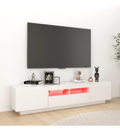 Meuble TV avec lumières LED Blanc brillant 180x35x40 cm