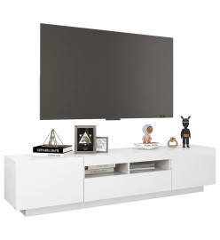 Meuble TV avec lumières LED Blanc brillant 180x35x40 cm