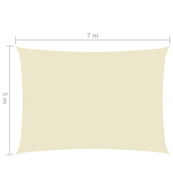 Voile de parasol Tissu Oxford rectangulaire 5x7 m Crème