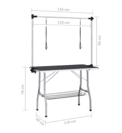 Table de toilettage réglable de chiens avec 2 boucles et panier