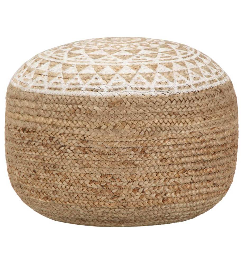 Pouf fait à la main Blanc 45x30 cm Jute