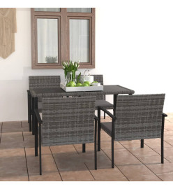 Ensemble de salle à manger de jardin 5 pcs Résine tressée Gris