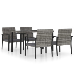 Ensemble de salle à manger de jardin 5 pcs Résine tressée Gris