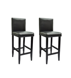 Tabourets de bar lot de 2 noir similicuir