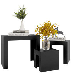 Tables basses gigognes 3 pcs Noir Aggloméré