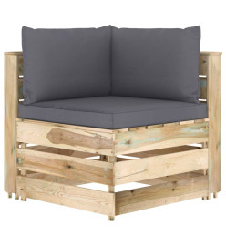 Salon de jardin 6 pcs avec coussins Bois imprégné de vert