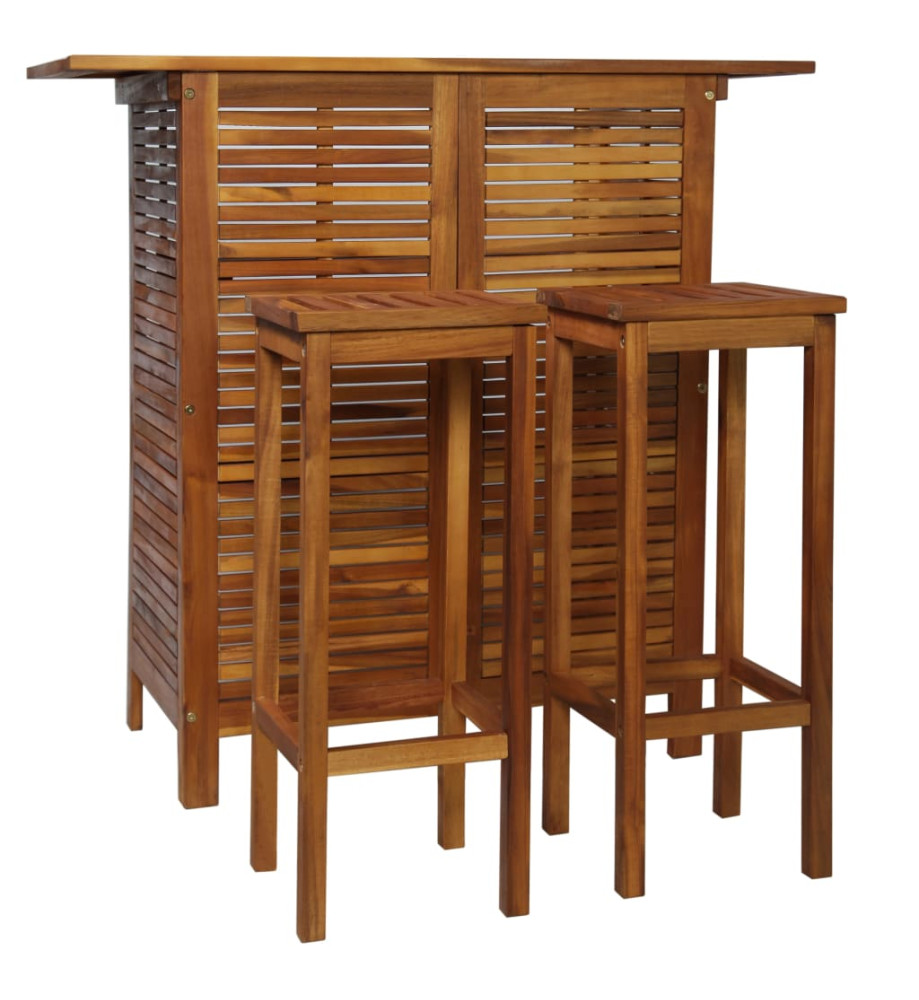 Table et chaises de bar 3 pcs Bois d'acacia massif Table et chaises de bar 3 pcs Bois d'acacia massif
