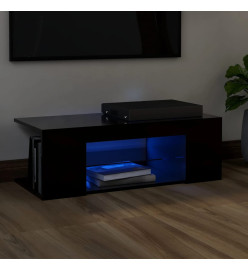 Meuble TV avec lumières LED Noir 90x39x30 cm