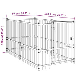 Chenil pour chien Noir 193,5x97x100 cm Acier
