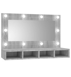 Armoire à miroir avec LED Sonoma gris 90x31,5x62 cm