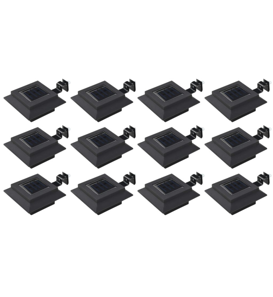 Lampes solaires à LED carrées d'extérieur 12 pcs 12 cm Noir