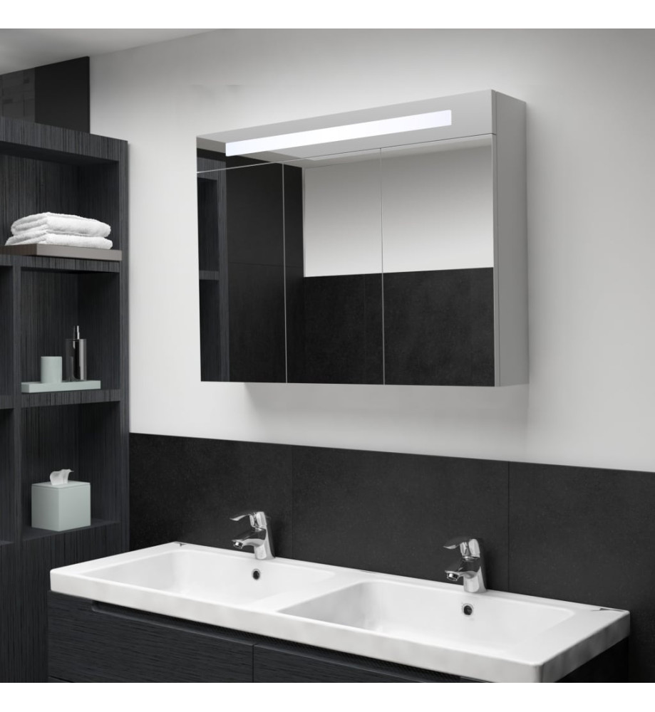 Armoire de salle de bain à miroir LED 88x13x62 cm