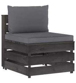 Salon de jardin 12 pcs avec coussins Bois imprégné de gris
