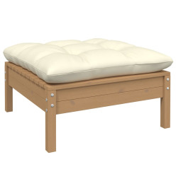 Salon de jardin 3 pcs avec coussins crème Bois de pin massif