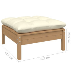 Salon de jardin 3 pcs avec coussins crème Bois de pin massif