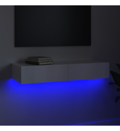 Meuble TV avec lumières LED Blanc brillant 90x35x15,5 cm