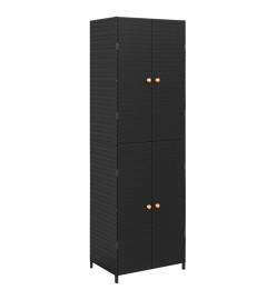 Armoire de rangement de jardin Noir 59x40x180 cm Résine tressée