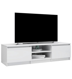 Meuble TV Blanc brillant 140x40x35,5 cm Aggloméré