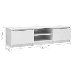 Meuble TV Blanc brillant 140x40x35,5 cm Aggloméré