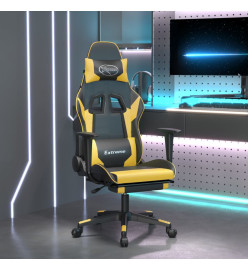 Chaise de jeu avec repose-pied Noir et doré Similicuir