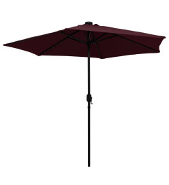 Parasol avec LED et mât en aluminium 270 cm Rouge bordeaux