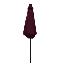 Parasol avec LED et mât en aluminium 270 cm Rouge bordeaux