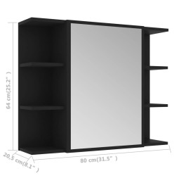 Armoire à miroir de salle de bain Noir 80x20,5x64 cm Aggloméré