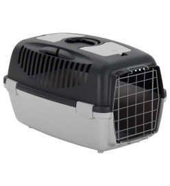 Cage de transport animaux de compagnie gris noir 61x40x38 cm PP